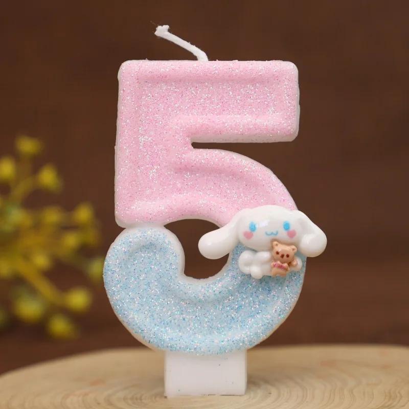 0-9  Birthday Number Candles Cute Number Candle Cinnamoroll Pink Blue Candles Top of Cake Baby Birthday Party Supplies Toy