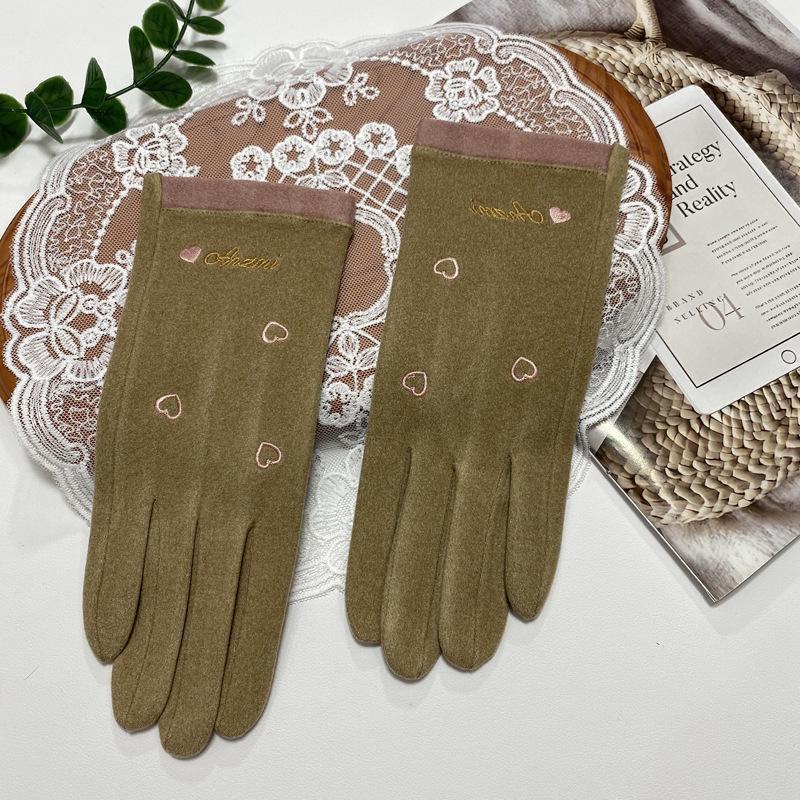 

Женские бархатные перчатки с сенсорным экраном: Вышитые, Ветрозащитные, Полные пальцы, Идеально для осенне-зимней езды на велосипеде One Size