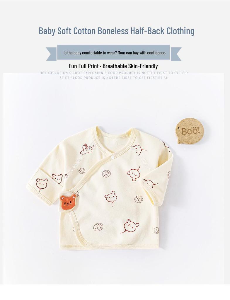 Unisex Newborn Cotton Boneless Half-Back Onesie for Spring, Summer, and Autumn