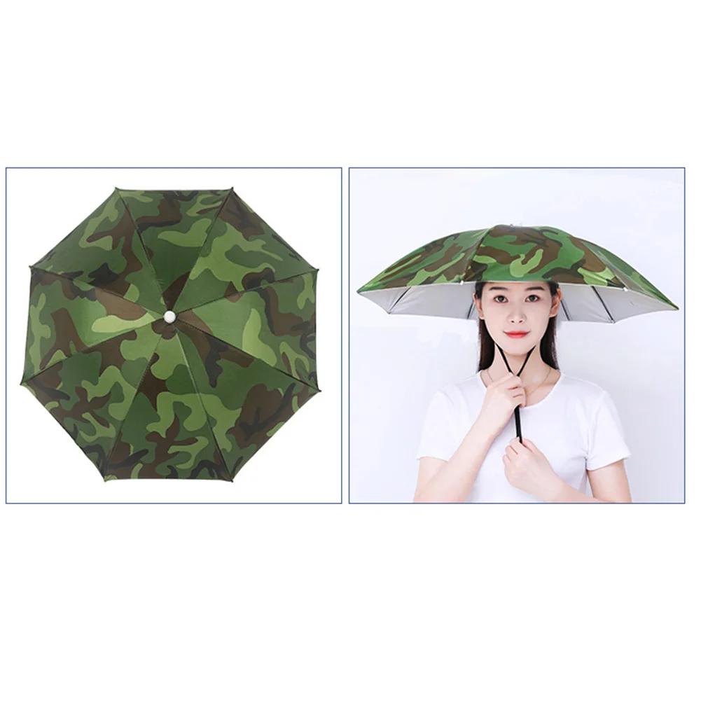 Outdoor Foldable Head Umbrella Hat Anti-Rain Anti-Sun Head-Mounted Headwear Sun Cap for Fishing Golf Cycling Hiking Camping