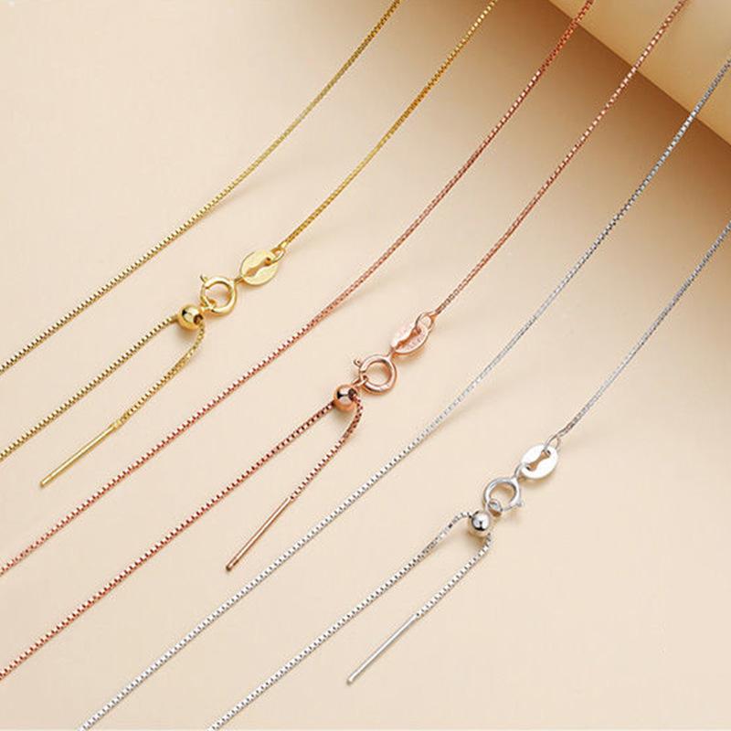 Whole Body Sterling Silver S Universal Chain O-Shaped Box Chain Electroplated White Gold 18K Gold Rose Gold Cross Chain Silver Necklace