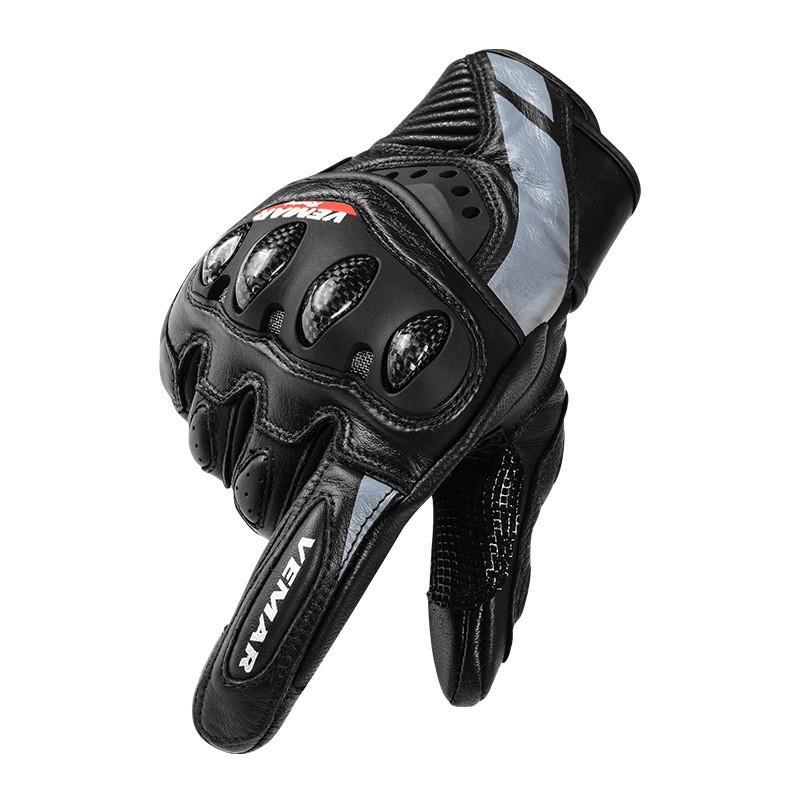 Motorcycle Racing Gloves Men Women Genuine Leather Carbon Fiber Impact Protection Anti-Slip Touchscreen Cycling Protective