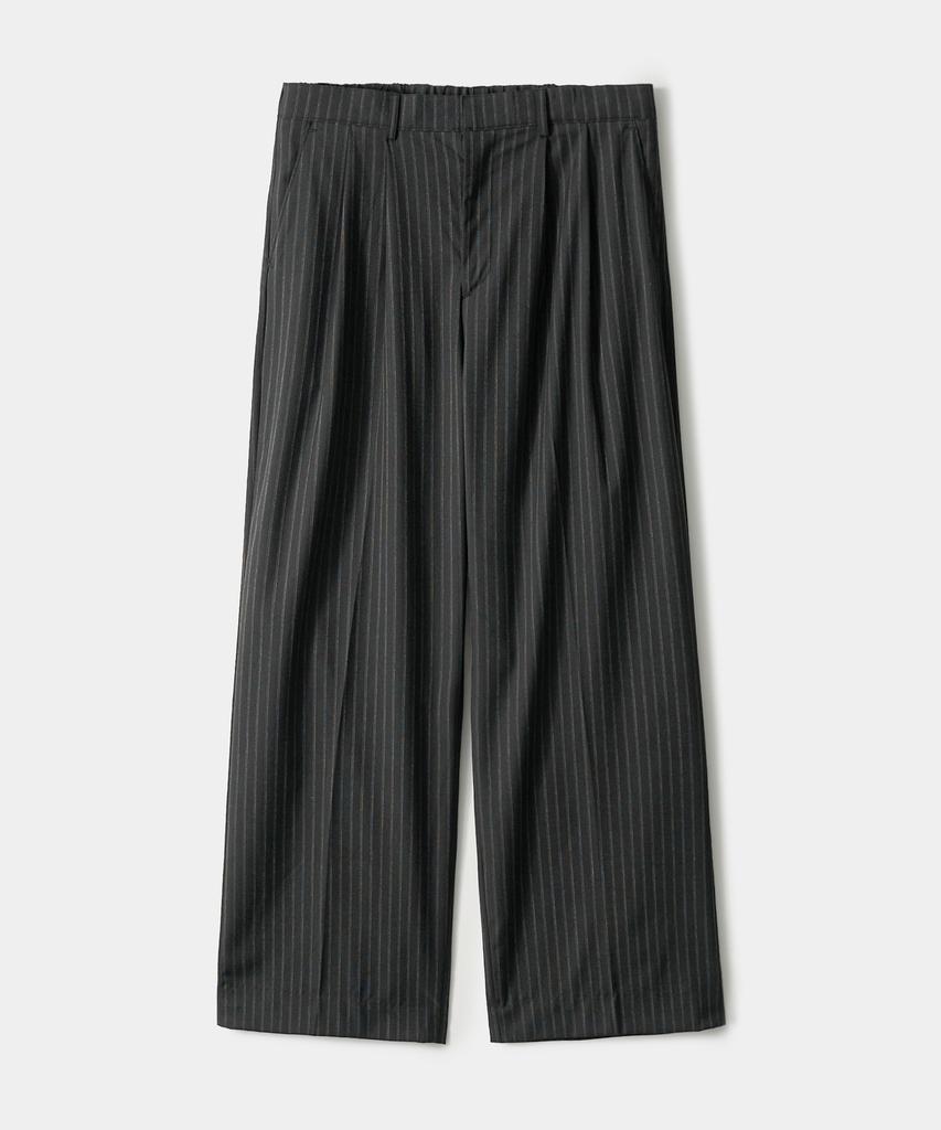 TRIP LE SENS Light Double-Pleat Wide Slacks_Stripe Black