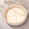 Cat Basket Bed with Cushion Cat Ear Cotton Rope Woven Pet Bed Breathable Cat Basket for Indoor Cats All Season Use