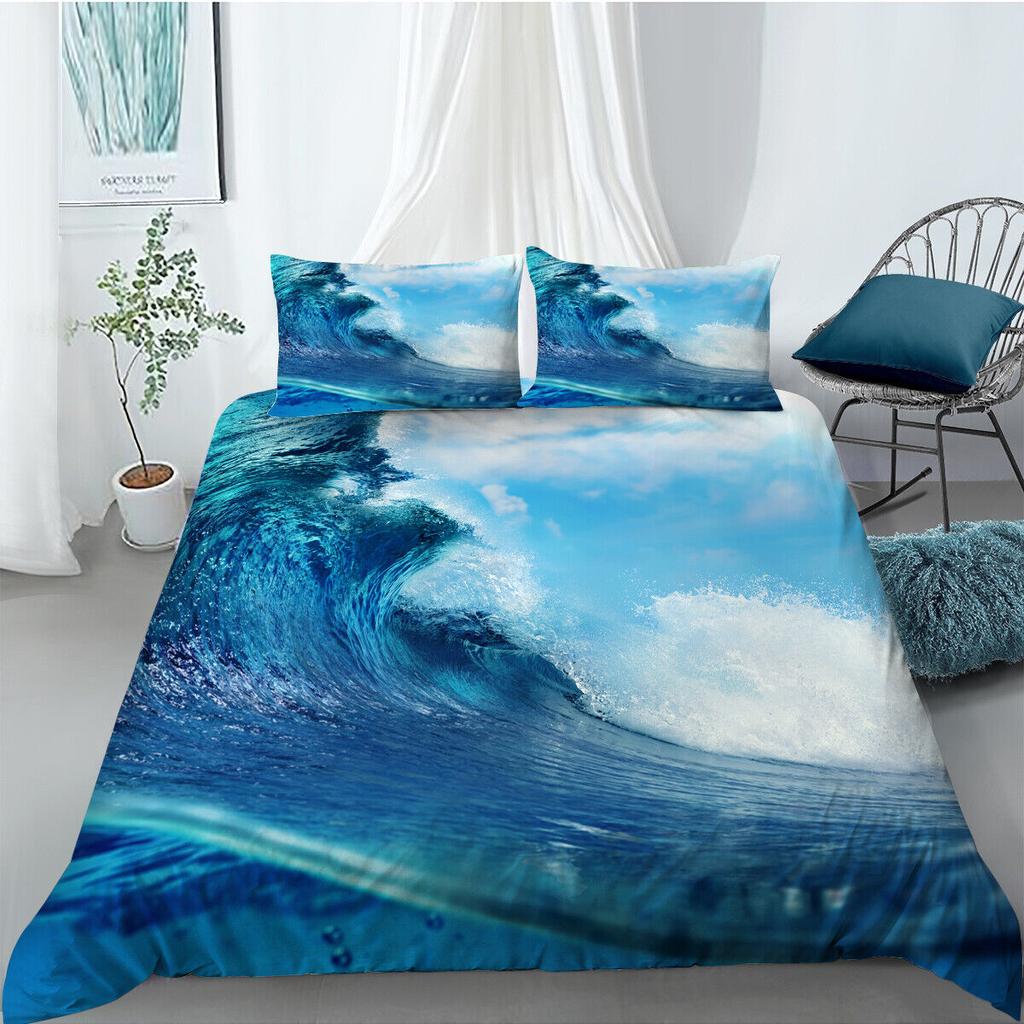 Ocean Beach Wave Ship Quilt/Doona/Duvet Cover Pillowcase Bedding Set