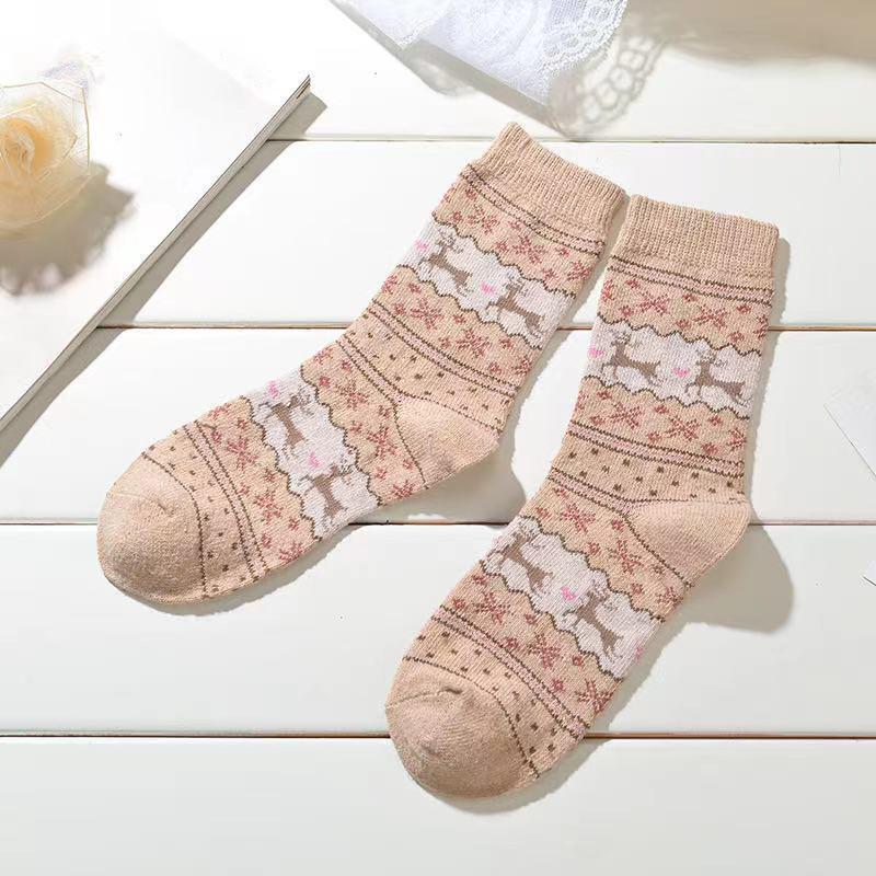 1 Pair Christmas Themed Socks Cute Cartoon Warm Colorful Lightweight Feel Elk Skin-Friendly Multi-element Comfortable
