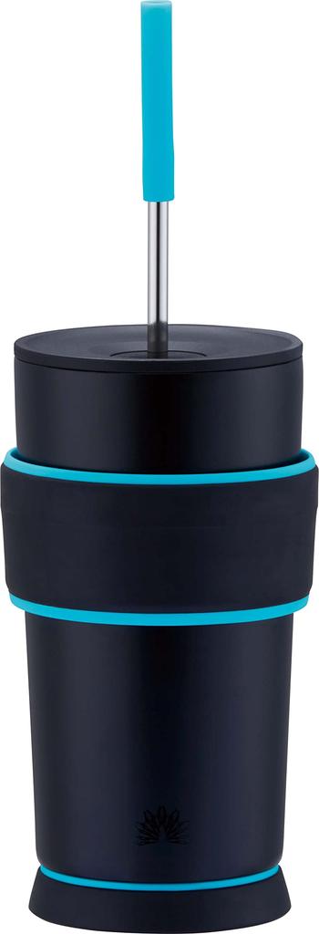 Peacock Gaming Tumbler with Straw, 550ml, Vacuum Insulated, Keeps Hot or Cold Drinks, Sports Drinks, and Carbonated Beverages, Blue Black, ATX-R55 AB