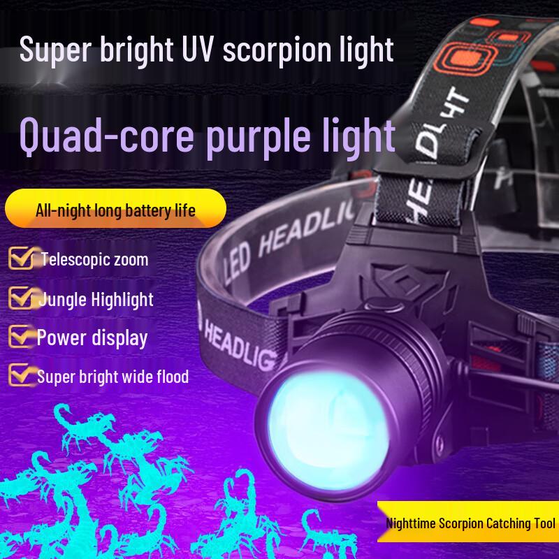 

WIDE AWAKE Long-Range Quad-Core Zoom Headlamp with Purple Light