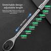 Long Handle Ratchet Wrench 72 Teeth Mechanism Construction 8 Stage Length Adjustment Nonslip Rubber Handle For Mechanics