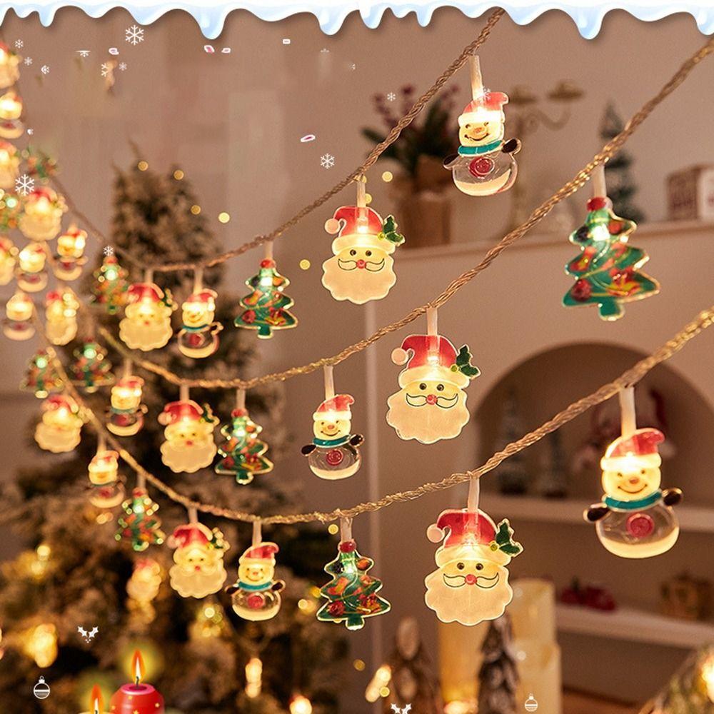 Santa Claus Snowman Christmas LED String Warm Light Garland Lights New Festival Lamp  Christma