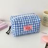 Pen Bag Plaid Heart Pencil Case Cloth Pencil Pouch Korean Plaid Stationery Bag  School