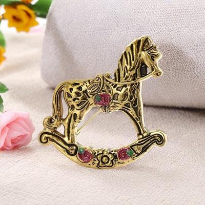 Trojanisches Pferd Retro Brosche Männer Und Frauen Blazer Alte Gold Tier Pin Brosche Kleidung Dekoration