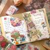 Retro Floral Imprint Greeting Journal Gift Box with English Stickers