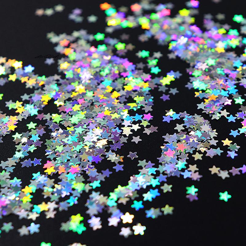 3mm Star Shaped Holographic Nail Glitter Mix Laser Nail Charm Colourful Bling Decoration Accessories for Nail Art