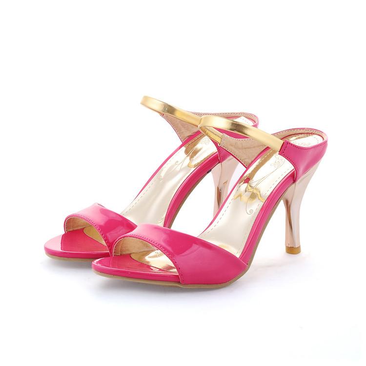 

Новые босоножки на ремешке вокруг щиколотки с открытым носком на шпильке модные туфли на высоком каблуке женские сексуальные клубные босоножки большого размера 34 персиковый