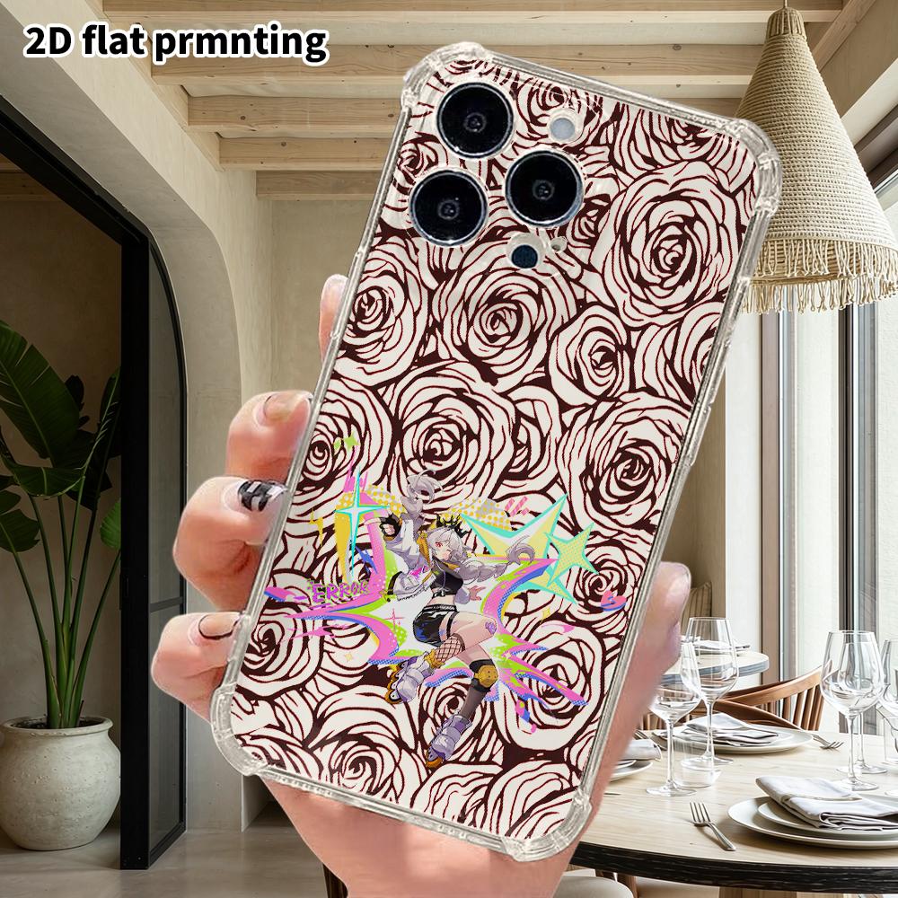 Phone Case: 2D Flat Design, Suitable for iPhone 18 17 16 15 14 13 Pro, Transparent with Corner Protection, Silver-haired Girl, Christmas and Halloween