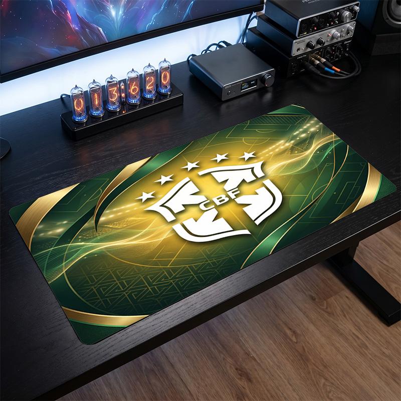 Brazil Football Crest Mouse Pad, Extended Non Slip Rubber Desk Mat for Gaming Office Laptop Fan Gift