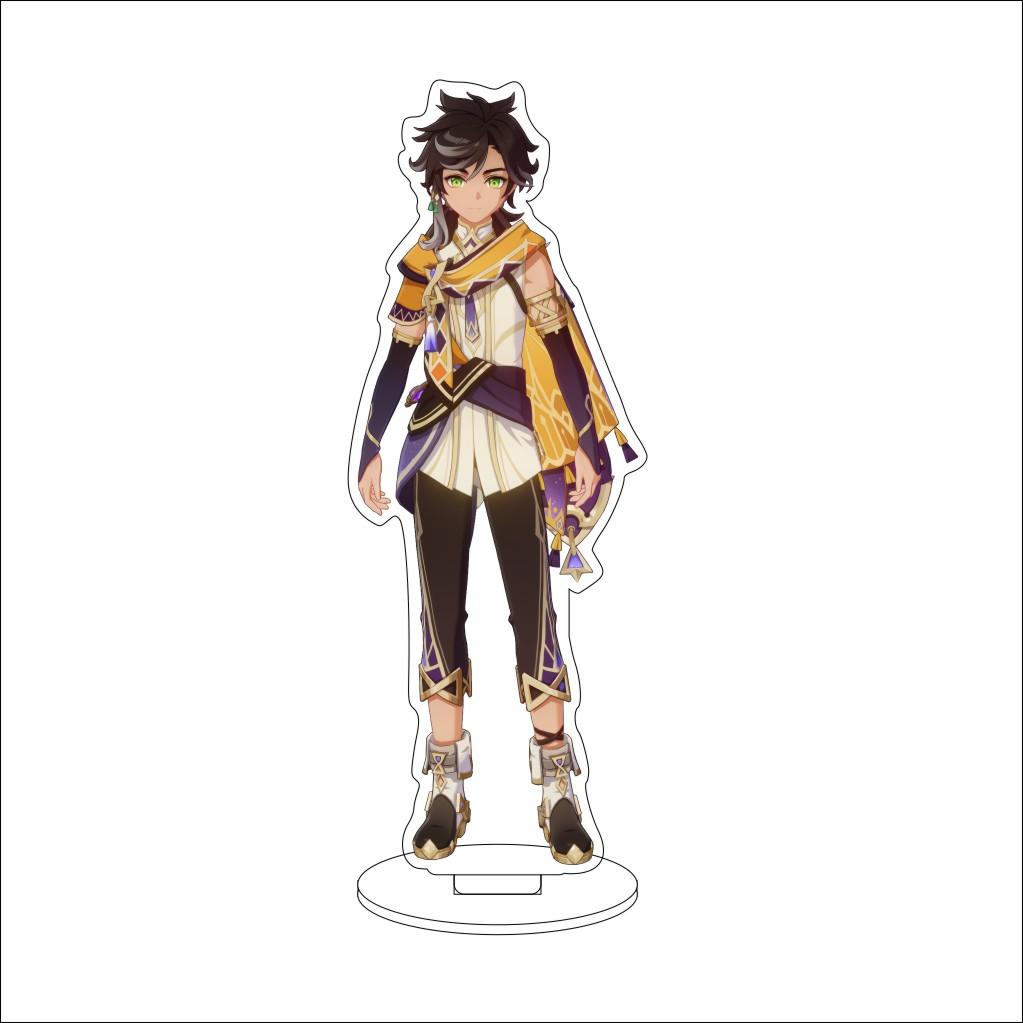 16CM Anime Genshin Impact Cosplay Acrylic Stand Ornaments Aether/Lumine/Paimon/Asmoday/Ronova  Figure Stand Halloween Gift