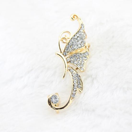 1Pc Ear Cuff Clamp Fine Workmanship Anti Rust Jewelry Rhinestone Butterfly Wing Ear Cuff Clip Earring for Club