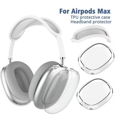 4 in 1 Silikon + TPU Klare Schutzhülle Stoßfest Ohrpolster Ohrmuscheln Stirnbandabdeckung Ohrpolster/Ohrenschützer für AirPods Max