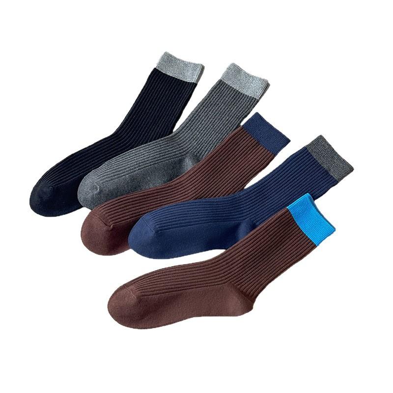 Spring and Autumn Cotton Women's Color-Plaid Round-Tip Leisure Stockings Without Bones Anti-Spillage Sports Socks