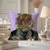 Rich Pink Lion Animal Jewelry Cheetah With Cushion Cover Anti-dustmite Pillowcase Invisible Zipper Silky Short Plush Sofa Cushio