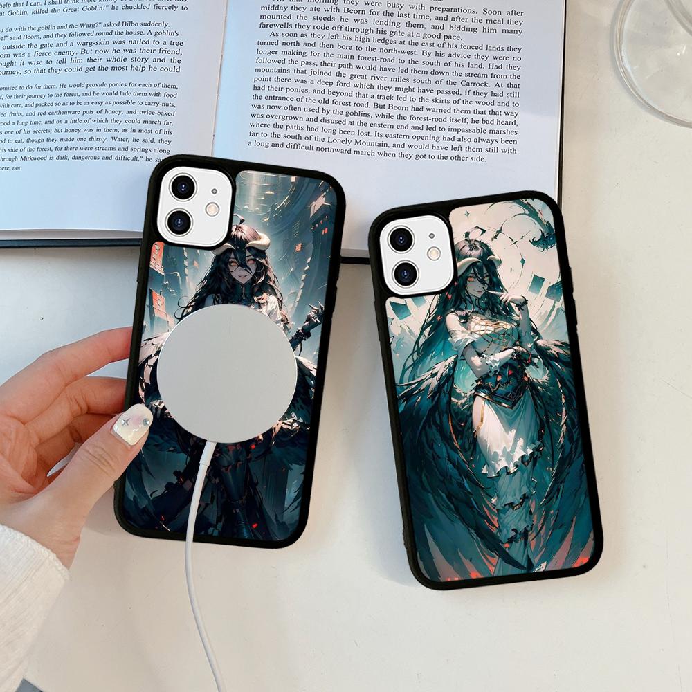 Anime Overlord Albedo Phone Case Magnetic Case For IPhone 16 14 13 12 11 15 Pro Max Plus For Magsafe Wireless Charge Cover