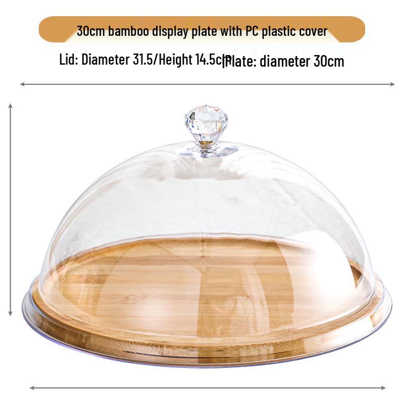 Round Dessert Tray with Transparent Lid - Fruit Tasting Display Cover