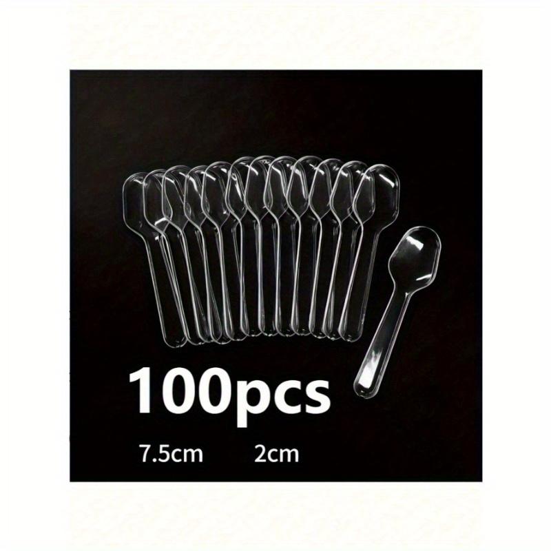 100 ks Průhledná dezertní lžička, Lžička na dort, Lžička na pudink, Lžička na zmrzlinu, Vhodná pro domácnost, Party potřeby, Sada příborů, Kuchyně