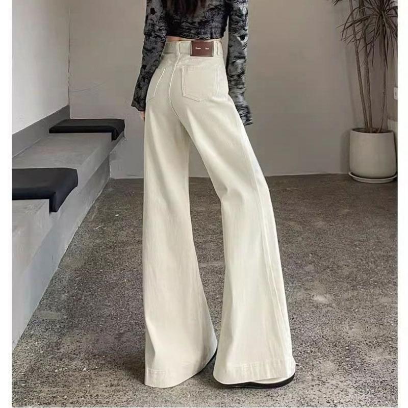 Big Size Belt Flare Jeans Women's Spring and Autumn Loose Not Sticking To The Leg Straight Wide Leg Trousers Jeans for Women Long Denim Pants