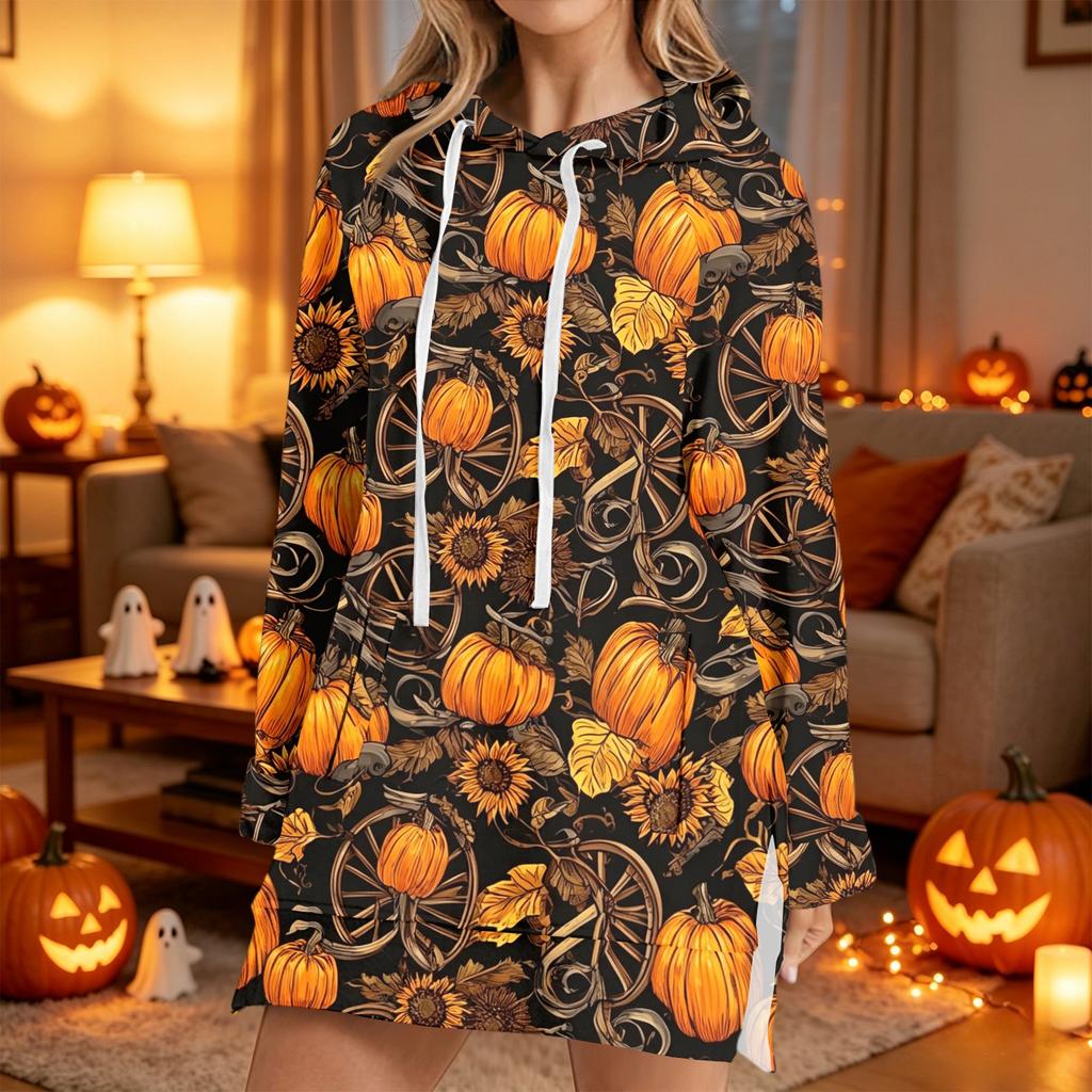 Women's Casual Long Sleeve Halloween Print Hoodie Pullover Top