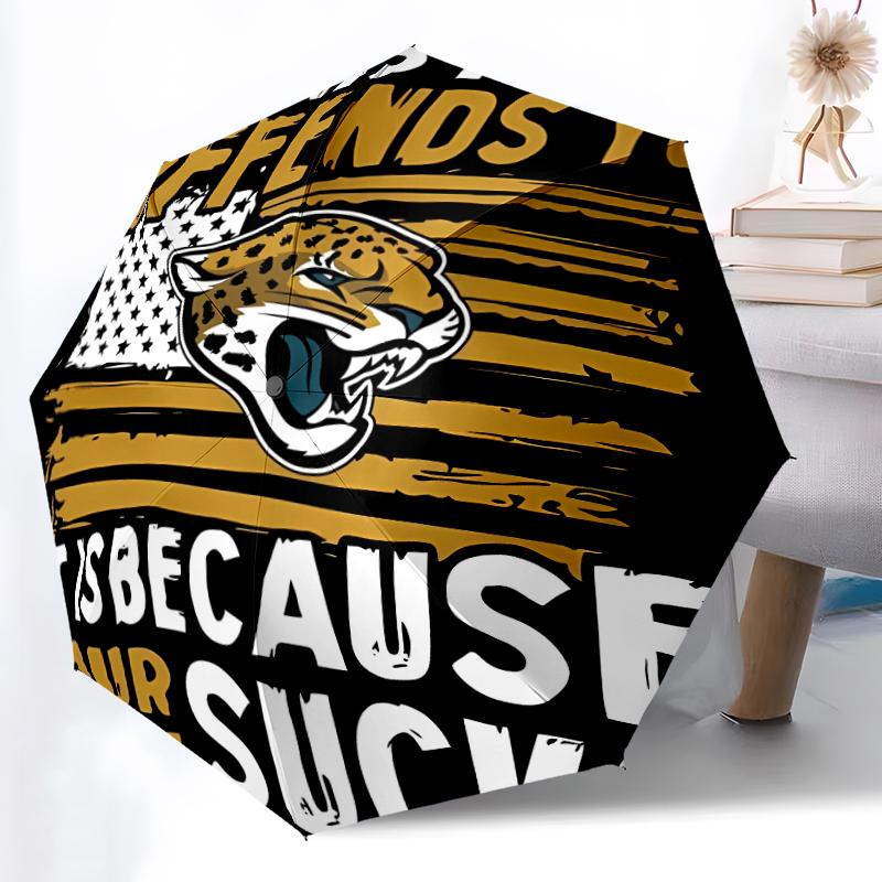 Printed Jacksonville Jaguars logo Folding Umbrella,Outdoor,Leisure,And Travel Umbrella,Durable Umbrella Fabric,Birthday And Holiday Gift