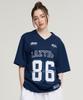 Leijibi Mixed Mesh Rugby Jersey Top Oversized Short Sleeve W Athletic Wear Short Sleeve T-Shirt Navy