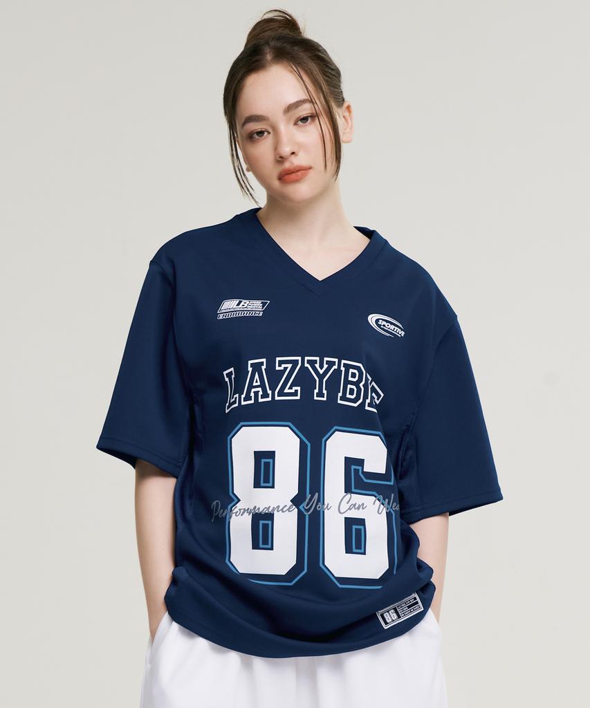 Leijibi Mixed Mesh Rugby Jersey Top Oversized Short Sleeve W Athletic Wear Short Sleeve T-Shirt Navy