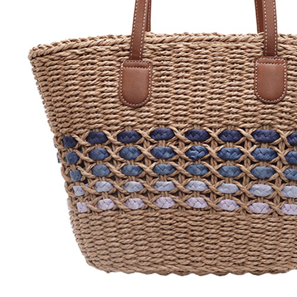 Women Woven Straw Large Tote Bag Zipper Closure Underarm Bag Summer Trendy Handbag for Beach Travel