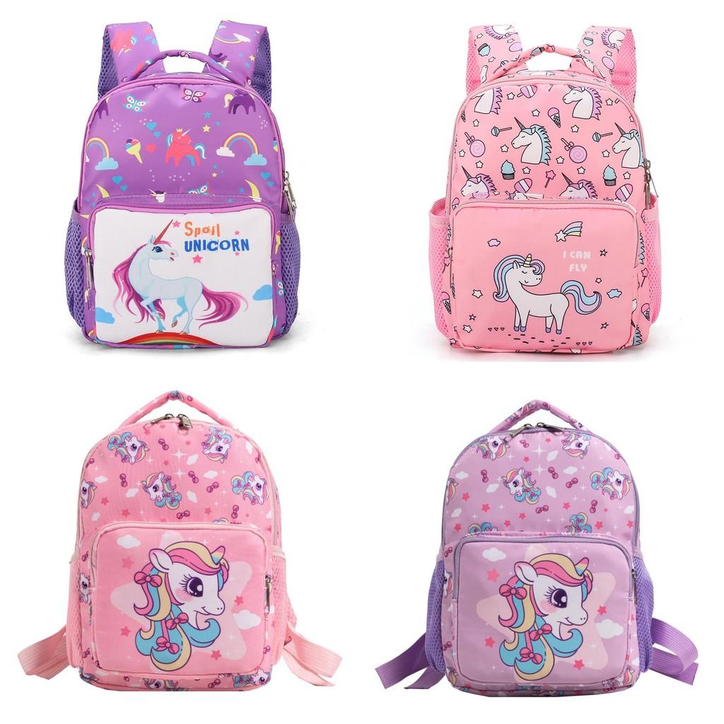 Unicorn Cartoon Printed Backpack Nylon Construction Suitable For Children Daily