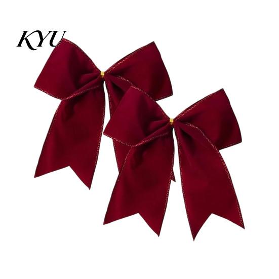 Decorative Velvet Ribbons 2Pcs Christmas Tree Bow Decors, Fabric Holiday Wreath Hanging Ornament Retro Ornaments for Home, Festive Garland Wedding