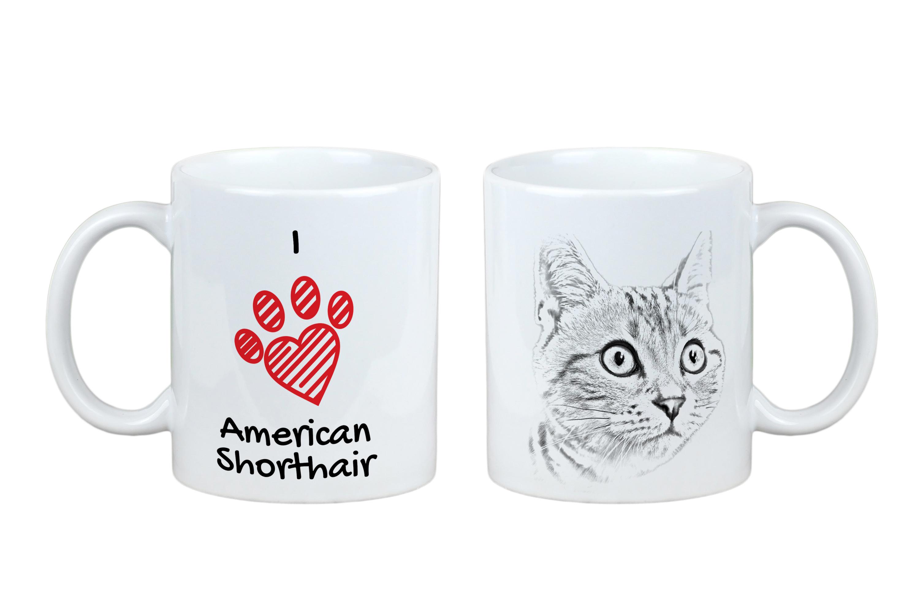 

American Shorthair - cup with a cat, cute cup with graphics, a gift with your photo from the Art-Dog brand білий