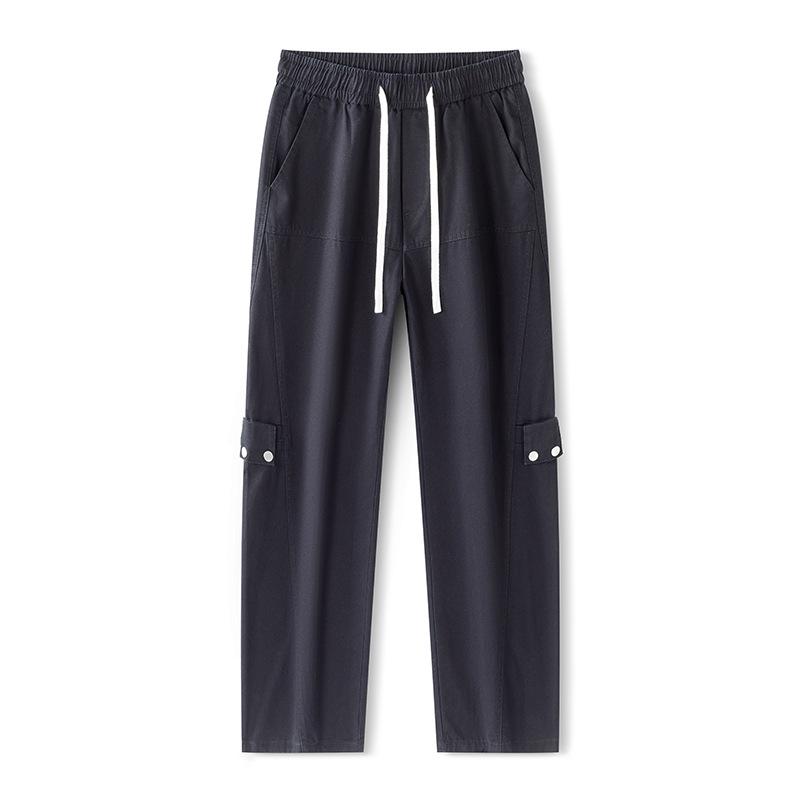 Overalls men's autumn new American retro trendy brand splicing loose wide-leg straight elastic waist casual pants