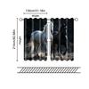 2 Pcs   Filtering Curtains (excluding Rods   Non-movable   Without Batteries) Elegant Black and White Horse for Use In Bedrooms and