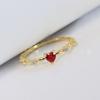 Cao Shi Elegant Fairy-Style Women's Red Zircon Heart Ring