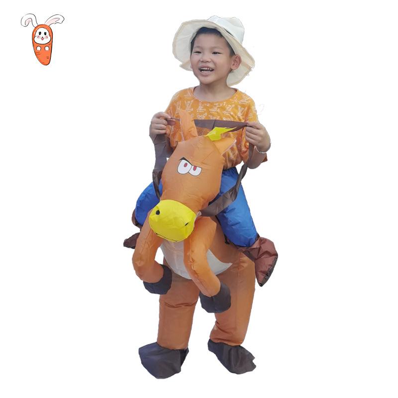 Надувной костюм мультяшной лошади для детей и родителей на Хэллоуин Toddler Riding Dinosaur