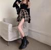 Women's Summer Retro High-Waist Irregular Plaid Midi Skirt with Faux Two-Piece Shorts