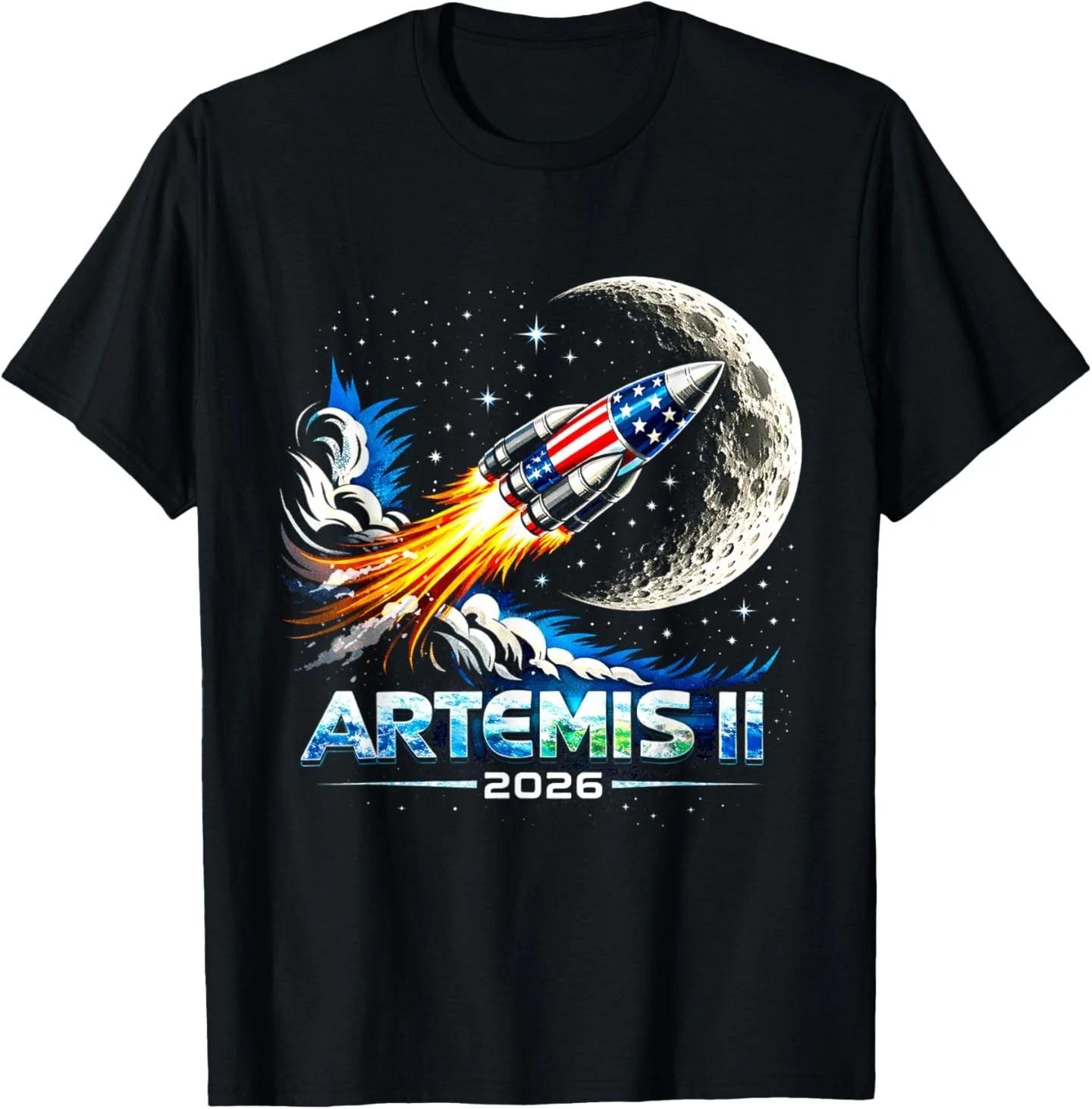 Artemis II to The Moon Rocket Launch Space Exploration T- Shirt 2XL