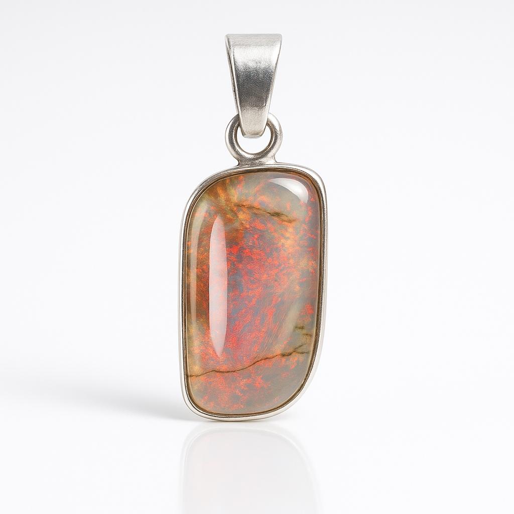 925 Sterling Silver Pendant 25 Ct Natural Multicolor Opal Jewelry