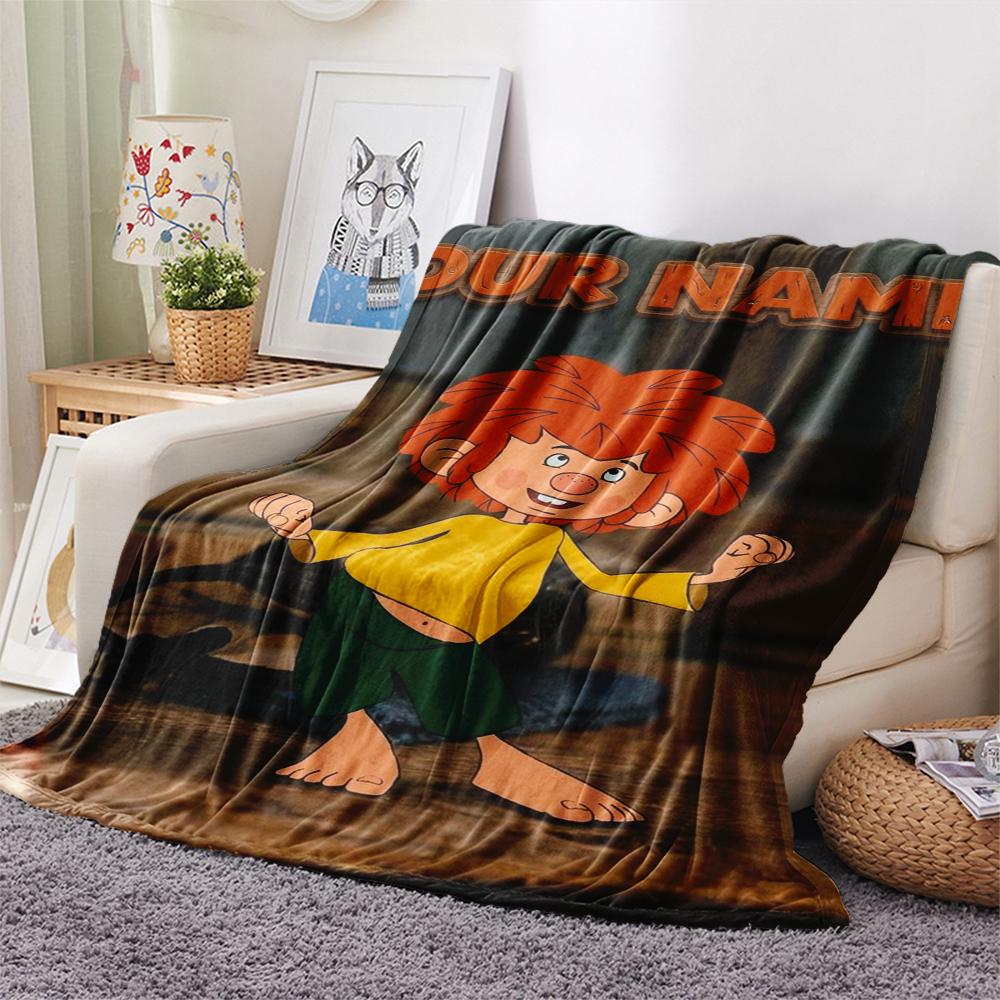1PC Custom Name Pumuckl Patterned Flannel Blanket Suitable For All Seasons for Home Decor Warmth and Comfort Gifts Holiday Present