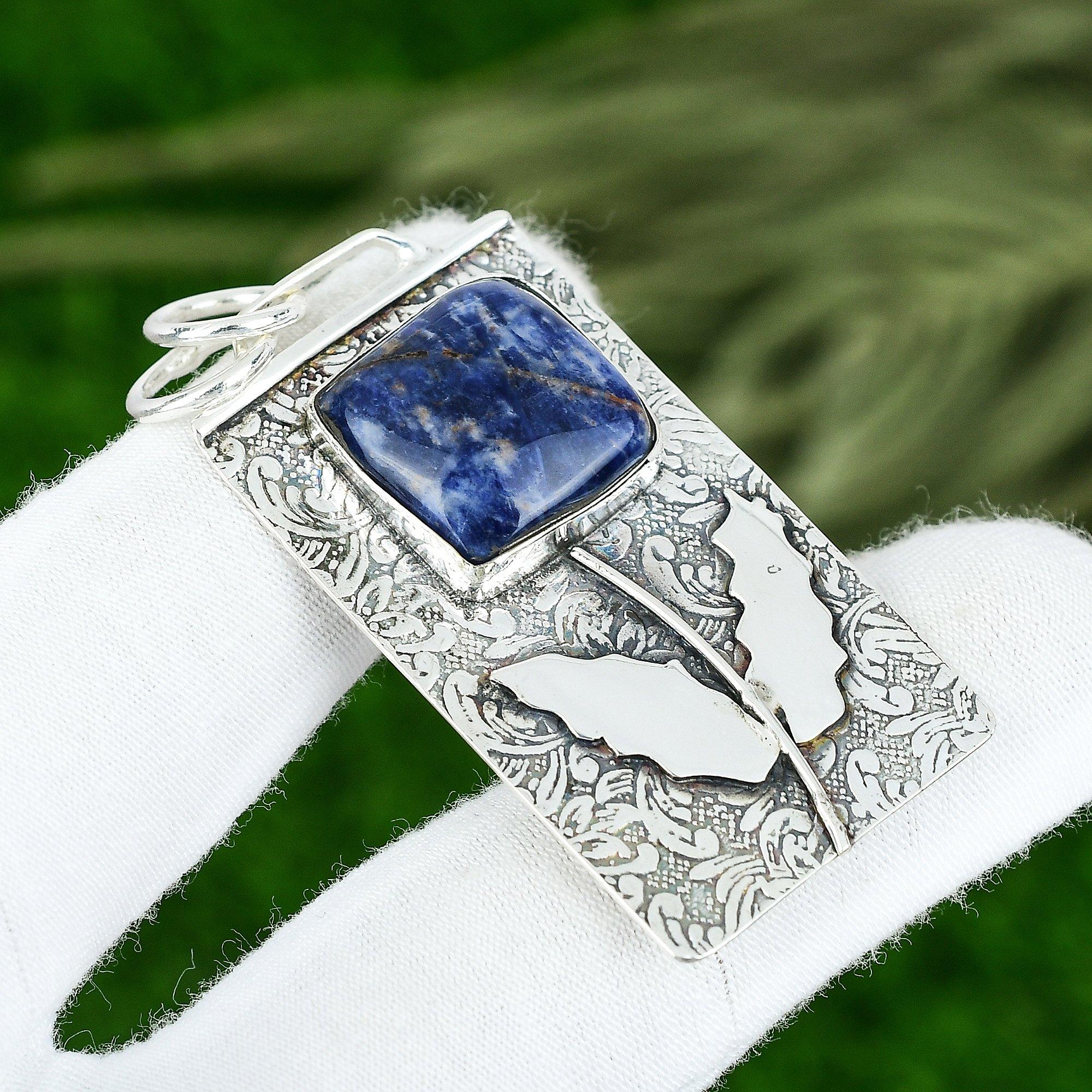 

Memorial Day Deal Radiant Sodalite Gemstone Boho Pendant Jewelry Sterling Silver