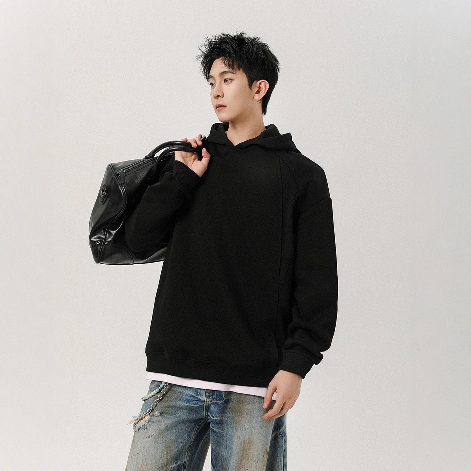 

Повседневный худи для мужчин и женщин, осенний, американский хай-стрит, универсальный, свободный, парный, с эффектом пэчворка XXXL чёрный