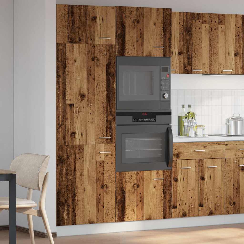 Built In Refrigerator Cabinet Lyon Vintage Wood Look 60 X 57 X 207 Cm Engineered Wood