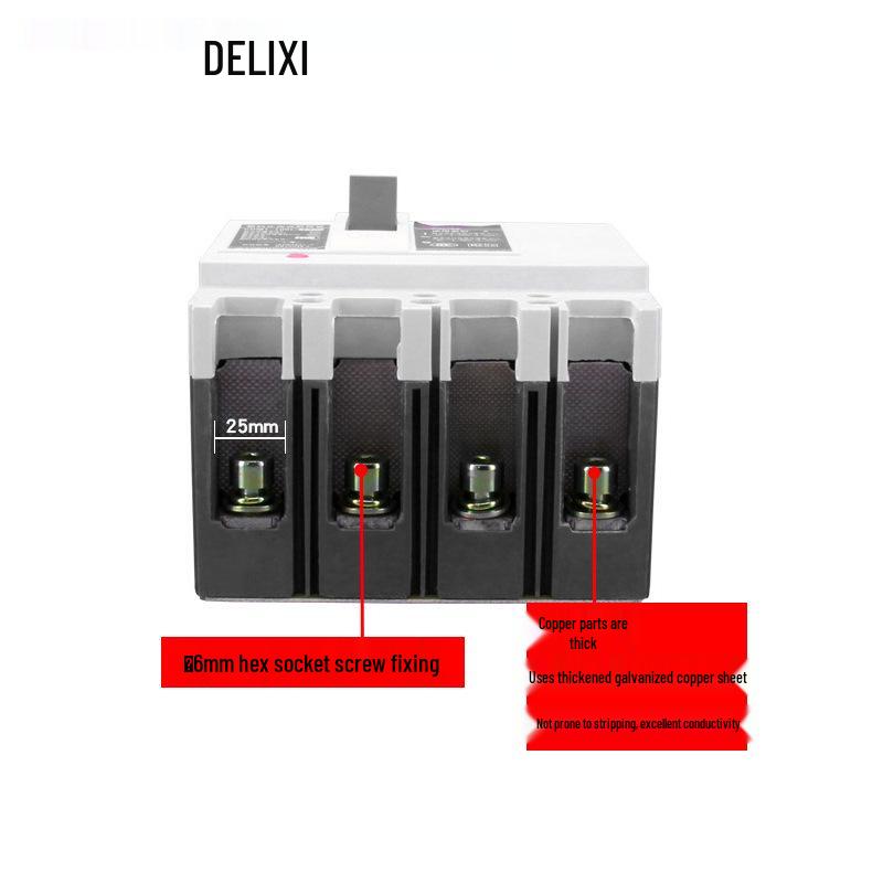 Delixi CDM1 4P 3-Phase 380V Circuit Breaker, 250A/160A/200A, Plastic Case Switch